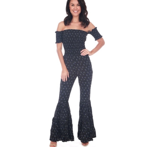 Olivaceous Pants - Olivaceous Floral Bell Bottom Jumpsuit